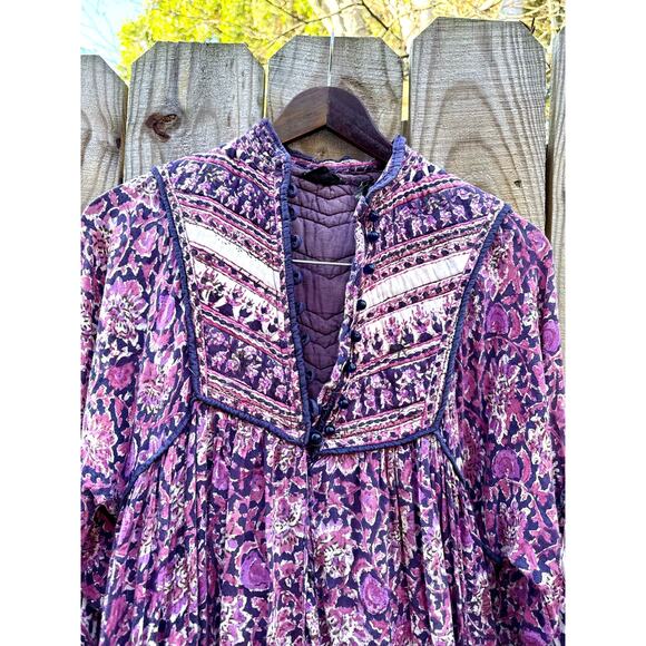 True 1970s Blockprint Made In India Cotton Dress — Authentic Vintage - Picture 11 of 15